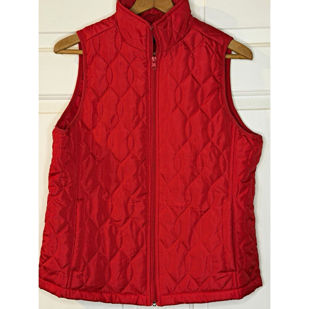 Tint & Shadow Red Quilted Full-Zip Pocket Vest Women’s Size M